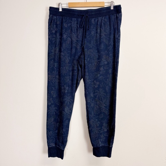 Tommy Bahama Pants Womens Large Blue Floral Joggers Drawstring Cotton Spandex - Picture 1 of 9